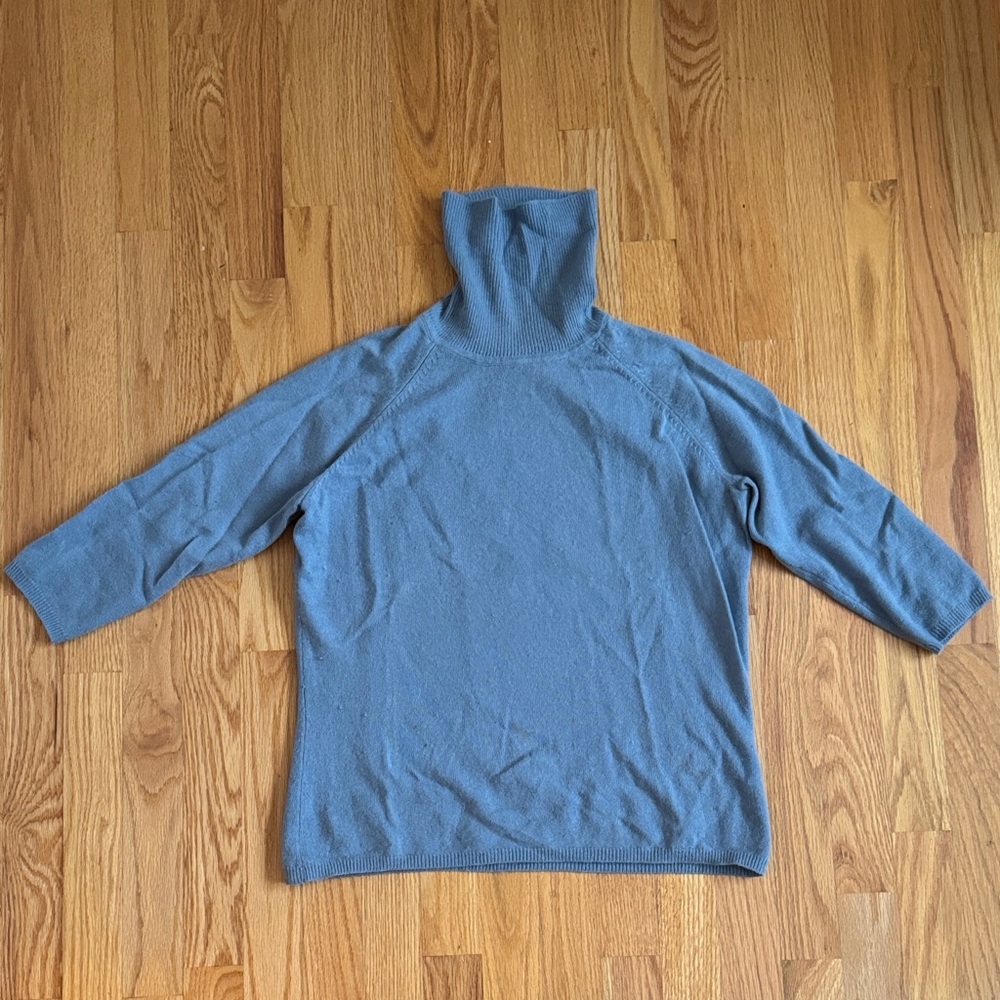 Blue Cashmere Turtleneck Sweater